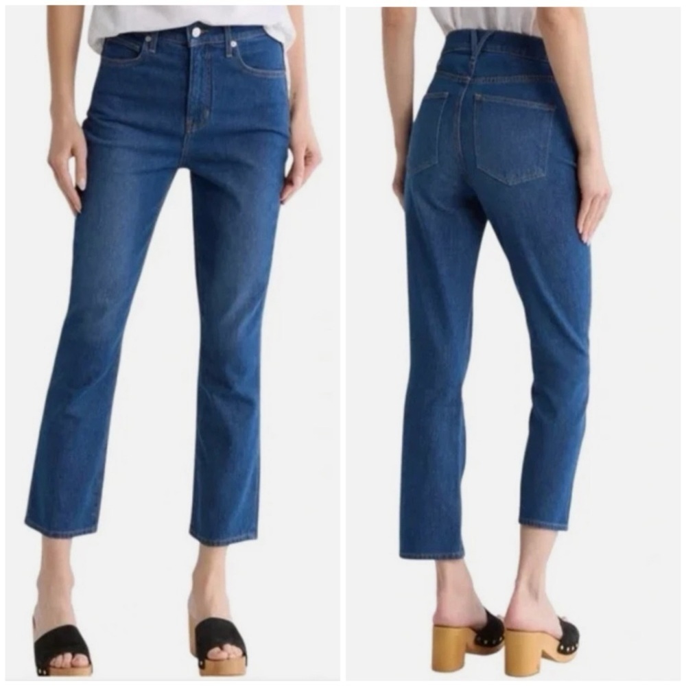 New Veronica Beard Carly Kick Flare Crop High Rise Jeans Cornflower Blue Sz 23